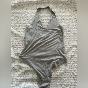 Final Touch Halter Bodysuit Grey Super Soft